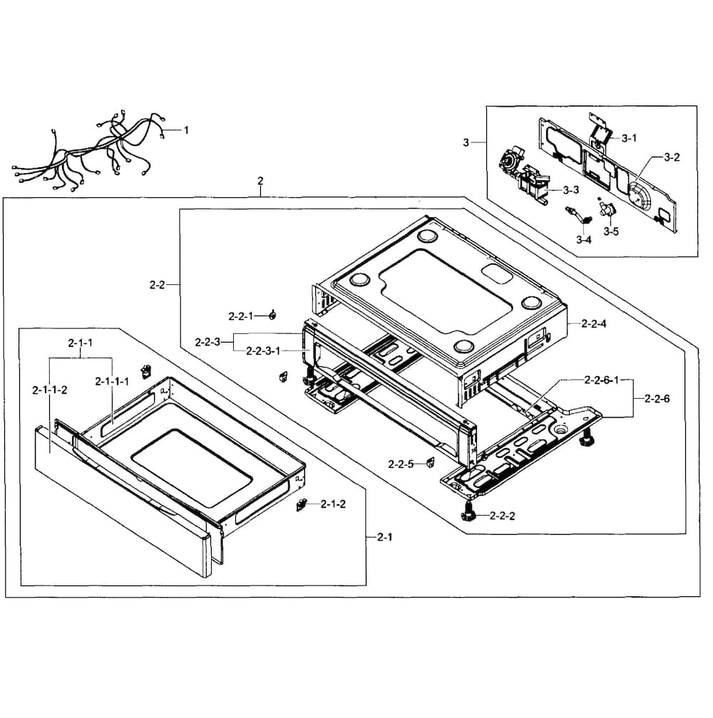 Drawer Assy Diagram and Parts List for FX510BGS XAA-0001 Samsung Range