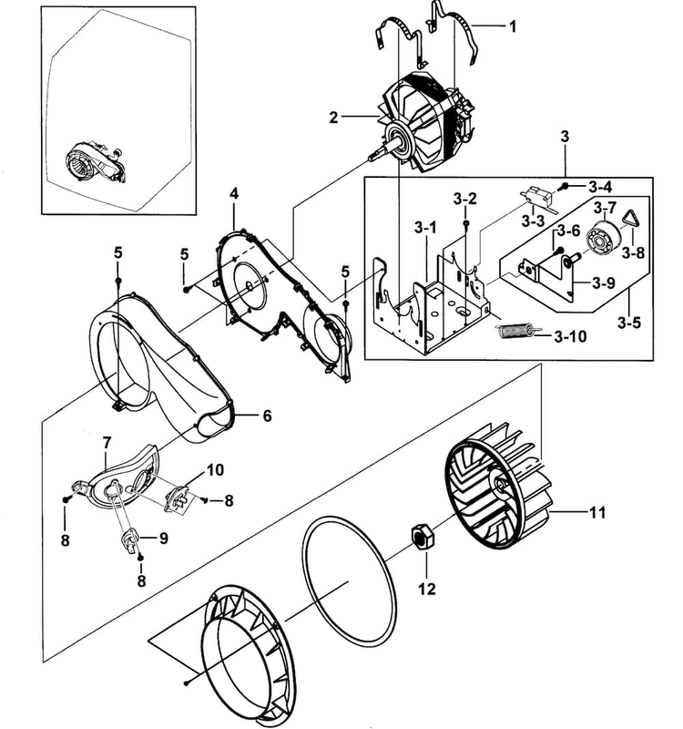 Motor Assy Diagram and Parts List for DV317AGG XAA-0000 Samsung Dryer