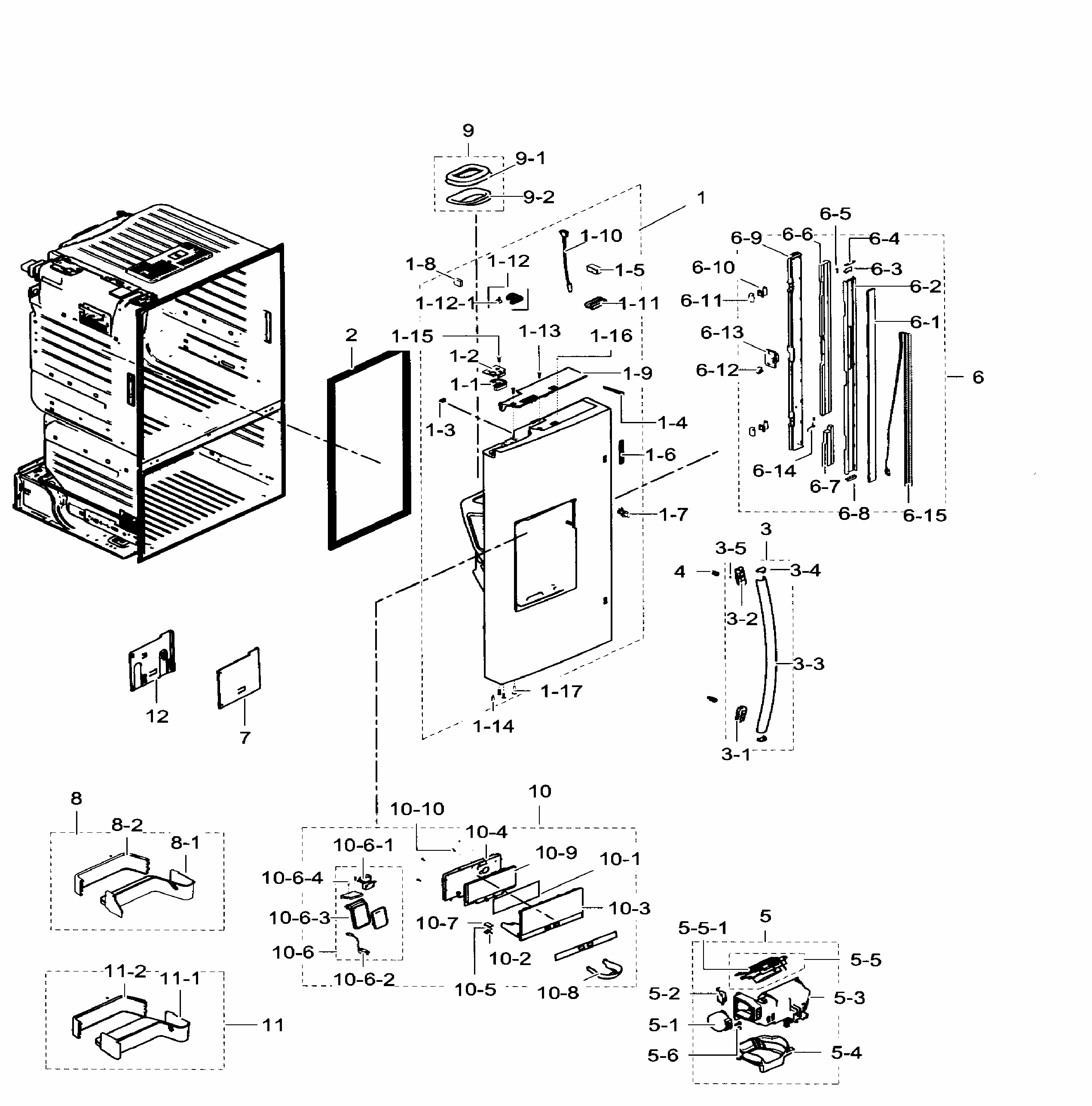 Left Door Diagram and Parts List for RF23HTEDBSR AA-0004 Samsung Refrigerator