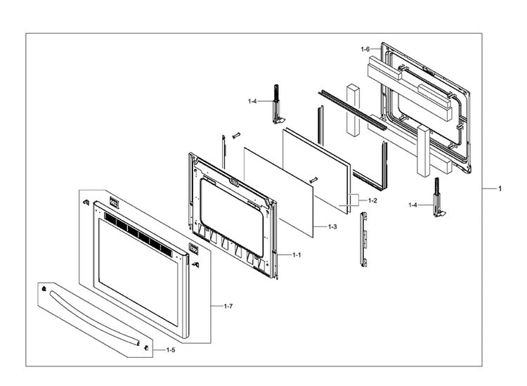 Door Assy Diagram and Parts List for NE58F9710WS AA-0000 Samsung Range