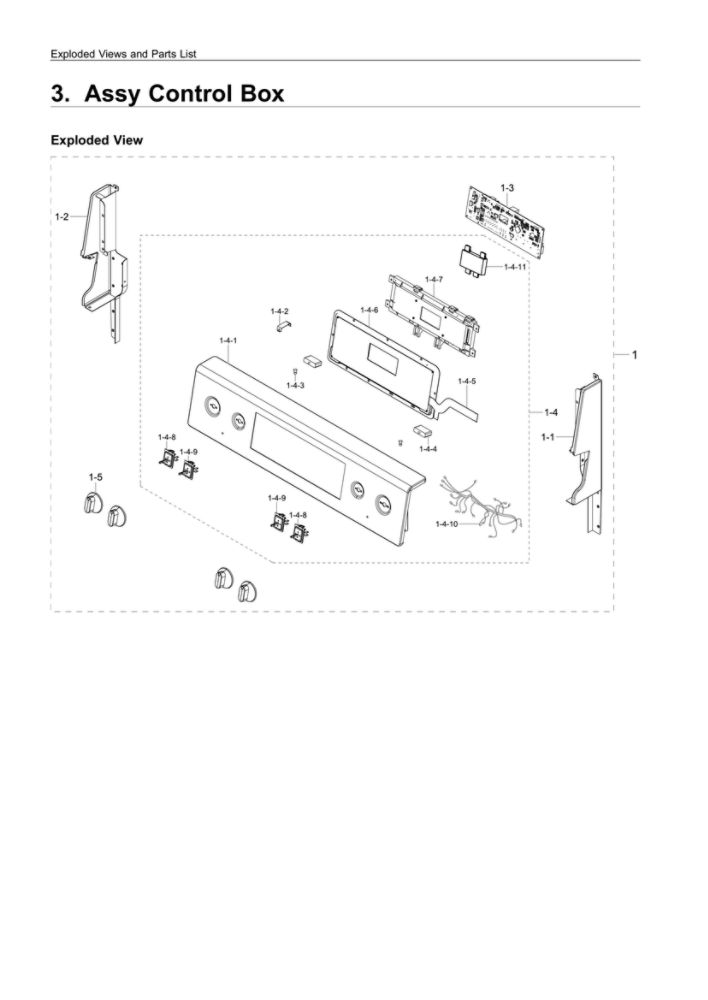 Control Box Assembly Diagram and Parts List for NE59T4311SS AA-00 Samsung Range