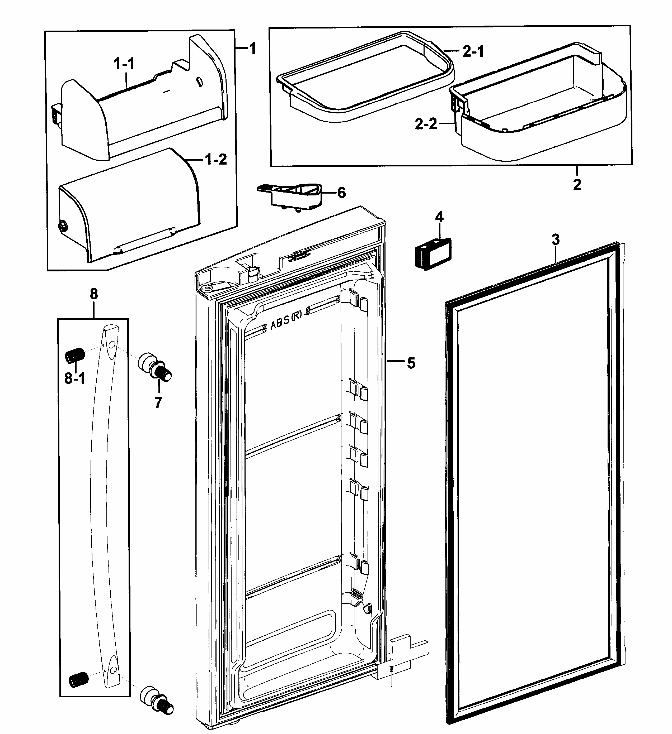 Right Door Diagram and Parts List for RF268ABPN XAA-0000 Samsung Refrigerator