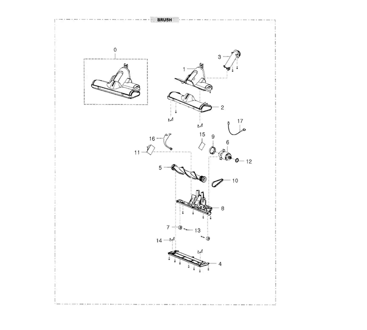Brush Diagram and Parts List for VU12F70SHBC AA-0000 Samsung Upright Vacuum