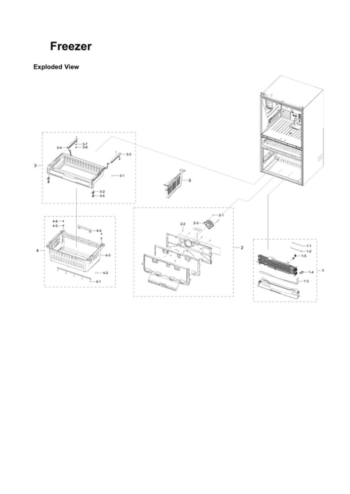 Freezer Parts Diagram and Parts List for RF28R7551DT AA-00 Samsung Refrigerator