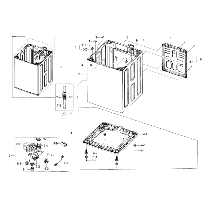 Frame Diagram and Parts List for WA52J8700AP A2-00 Samsung Washer