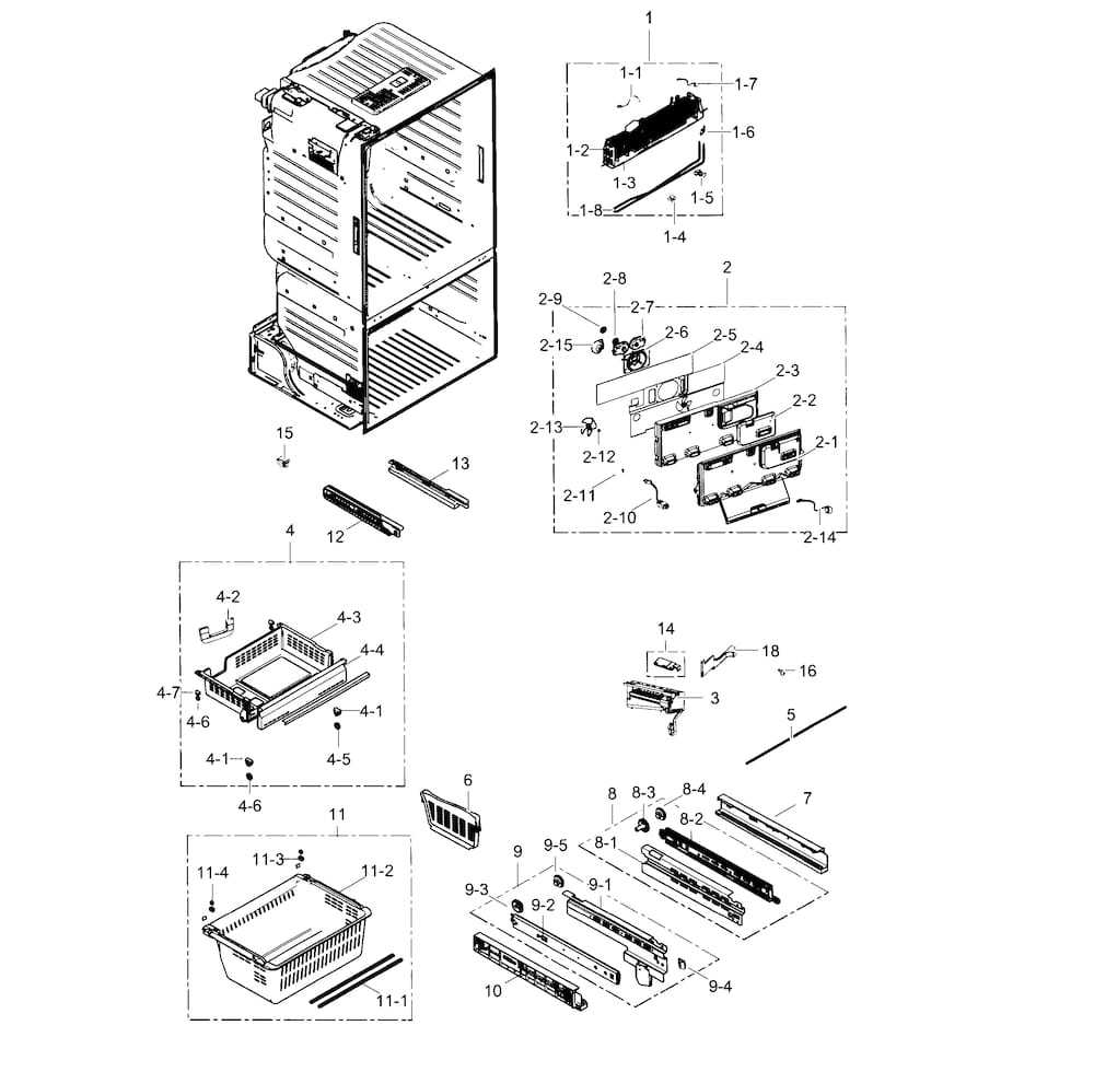 Freezer Diagram and Parts List for RF263BEAESR AA-0001 Samsung Refrigerator