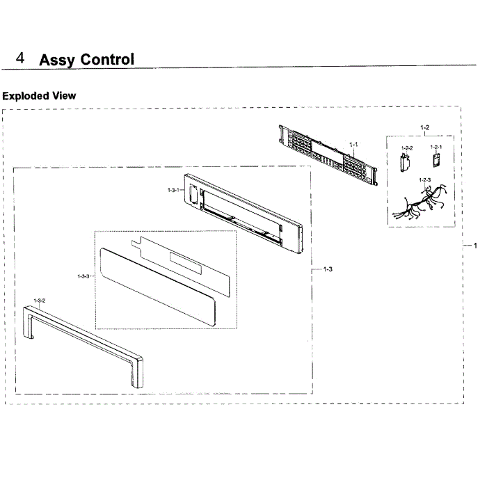 Control Assembly Diagram and Parts List for NV51K6650SS AA-00 Samsung Wall Oven