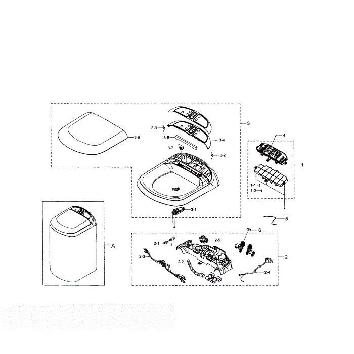 Cover Top Diagram and Parts List for WB09H7300GP A1-00 Samsung Washer