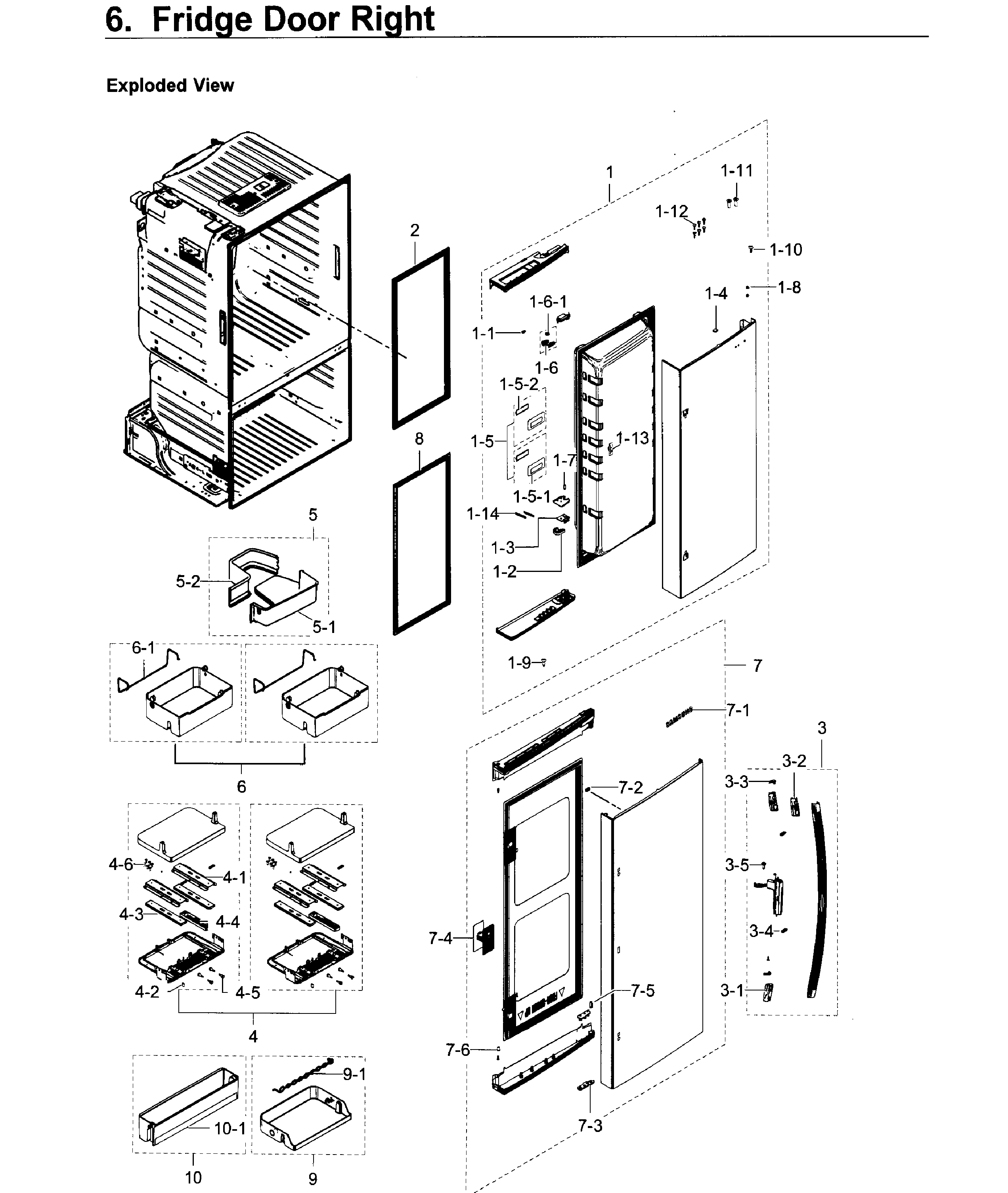 Fridge Door R Diagram and Parts List for RF28HDEDPWW AA-0004 Samsung Refrigerator