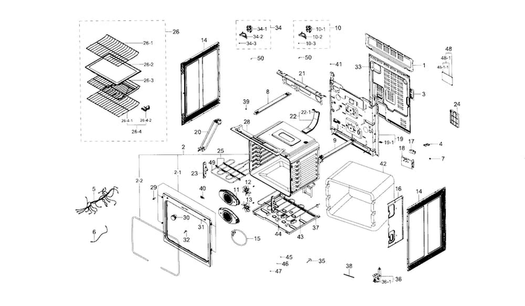 Main Assy Diagram and Parts List for NE59J7850WS AA-0000 Samsung Range