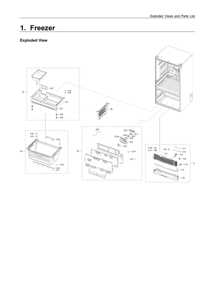 Freezer Parts Diagram and Parts List for RF28R6221SR AA-00 Samsung Refrigerator