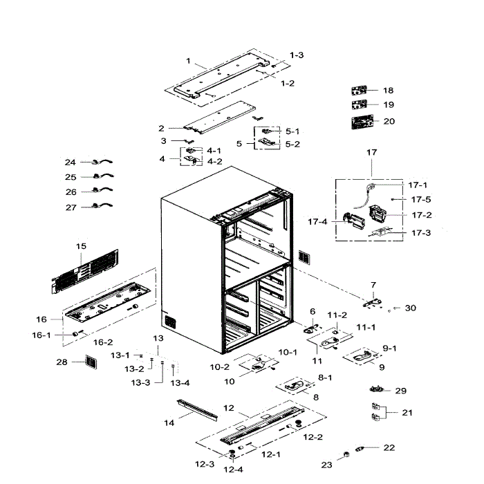Cabinet Diagram and Parts List for RF34H9960S4 AA-04 Samsung Refrigerator
