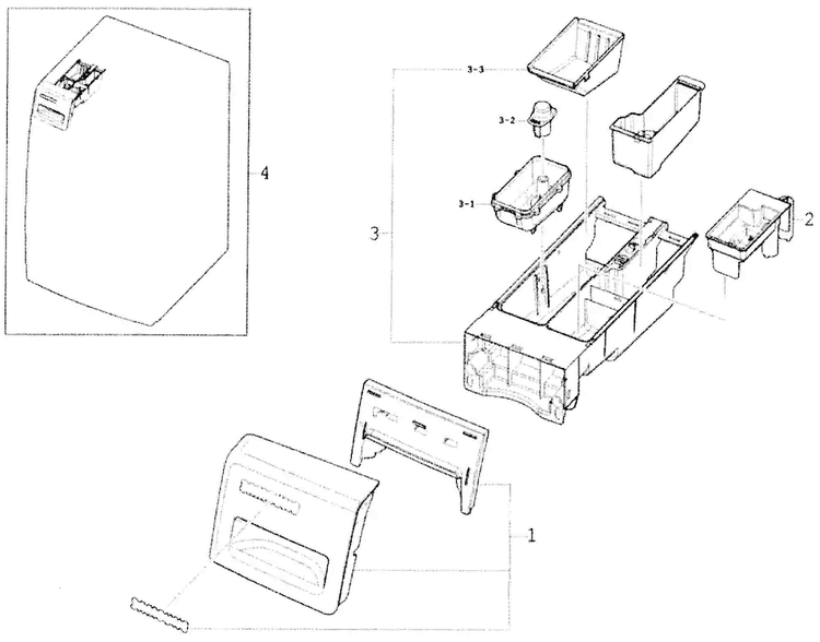 Drawer 1 Diagram and Parts List for WF350ANW XAA-0000 Samsung Washer