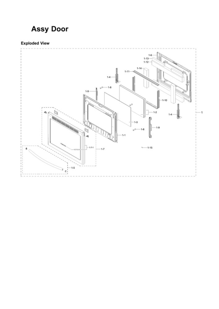 Door Assembly Diagram and Parts List for NE58R9431SS AA-00 Samsung Range
