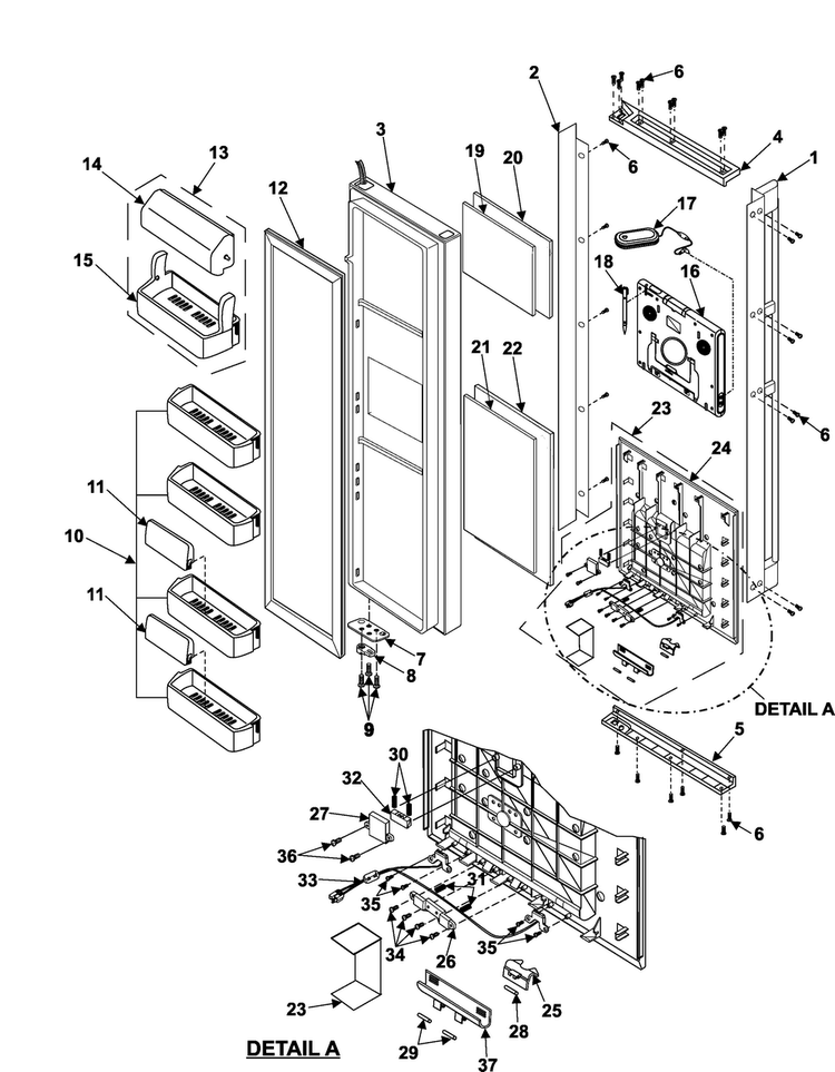 Refrigerator Door Diagram and Parts List for RH2777AT XAA Samsung Refrigerator