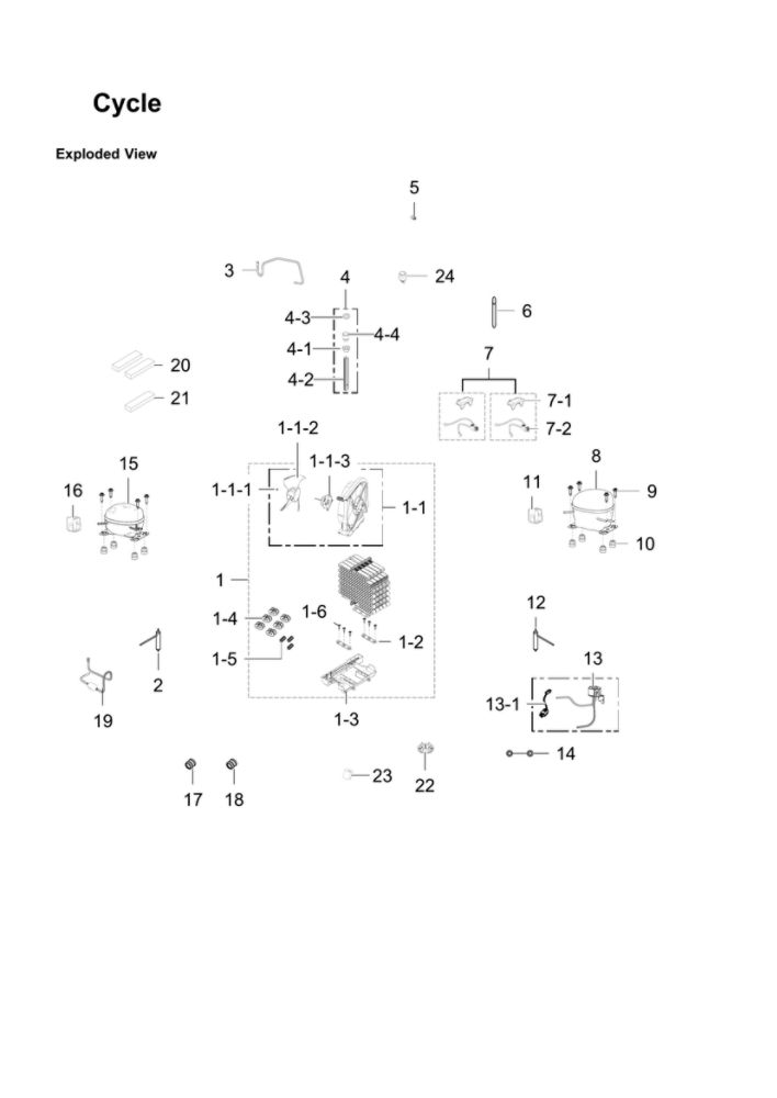 Cycle Parts Diagram and Parts List for RF24J9960S4 AA-05 Samsung Refrigerator