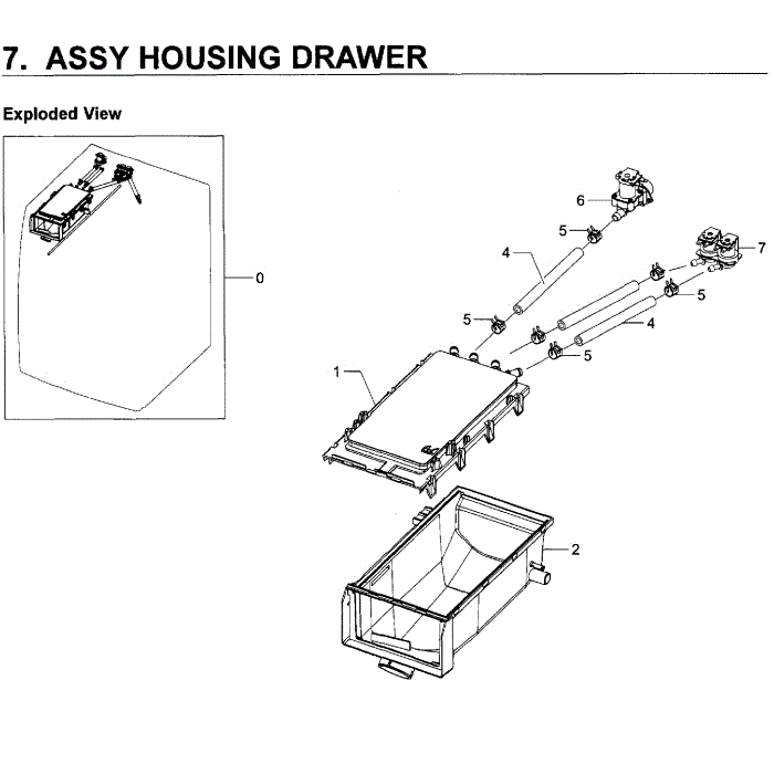 Housing-Drawer Diagram and Parts List for WF219ANW XAA-01 Samsung Washer