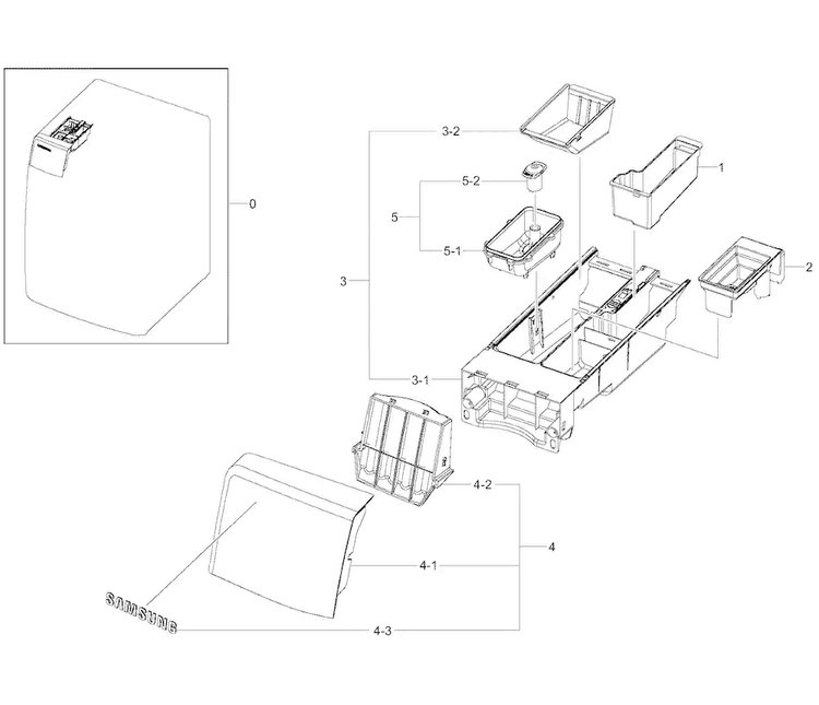 Drawer Diagram and Parts List for WF395BTPASU A2-0000 Samsung Washer