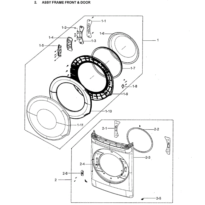 Front / Door Diagram and Parts List for DVG60M9900V A3-00 Samsung Dryer