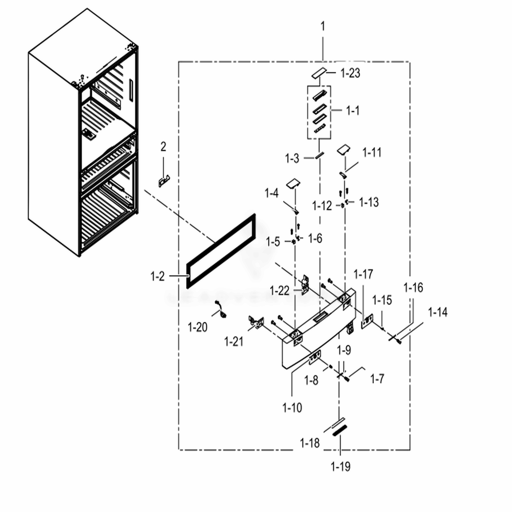 Flexzone-Door Diagram and Parts List for RF24FSEDBSR (AA)(0004) Samsung Refrigerator