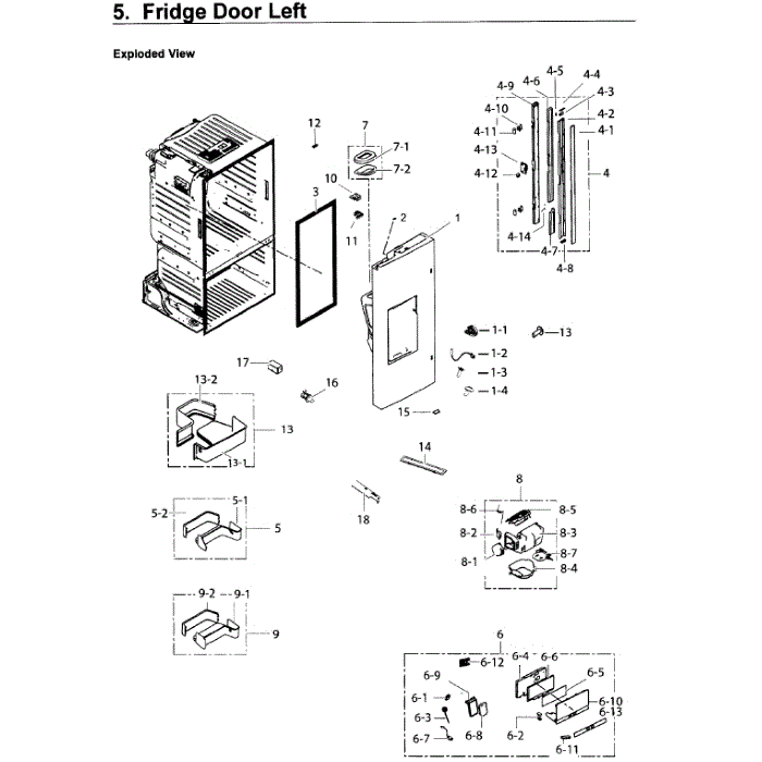 Fridge Door L Diagram and Parts List for RF26J7500WW AA-02 Samsung Refrigerator