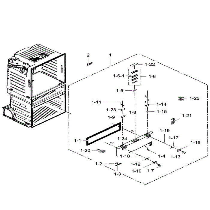 Flexone Door Diagram and Parts List for RF28HMEDBSR AA-08 Samsung Refrigerator