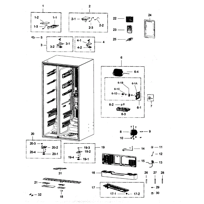 Cabinet 2 Diagram and Parts List for RSG307AAWP XAA-00 Samsung Refrigerator