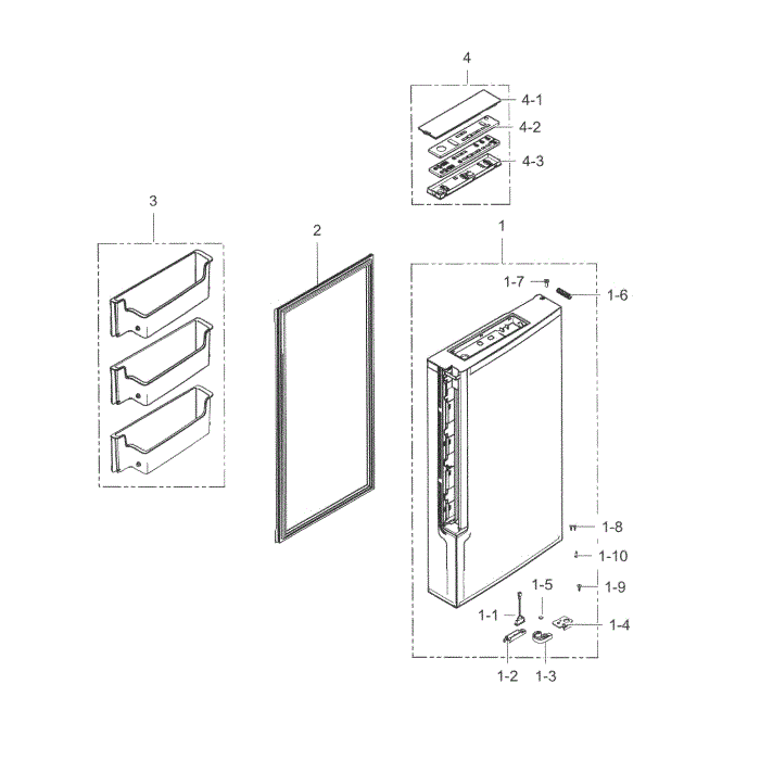 Freezer Door L Diagram and Parts List for RF34H9950S4 AA-04 Samsung Refrigerator