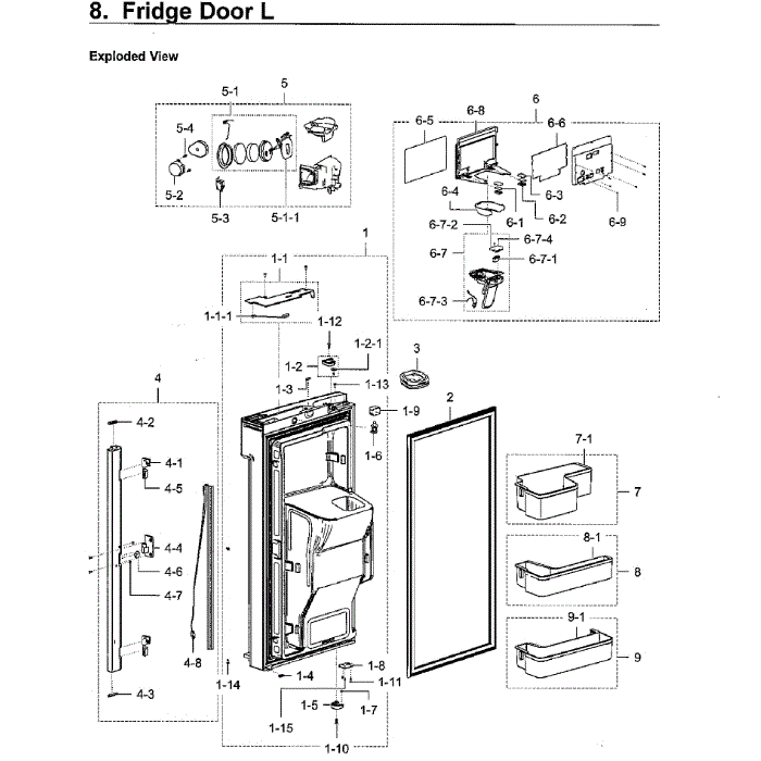Fridge Door Lt Diagram and Parts List for RF28K9070SR AA-02 Samsung Refrigerator