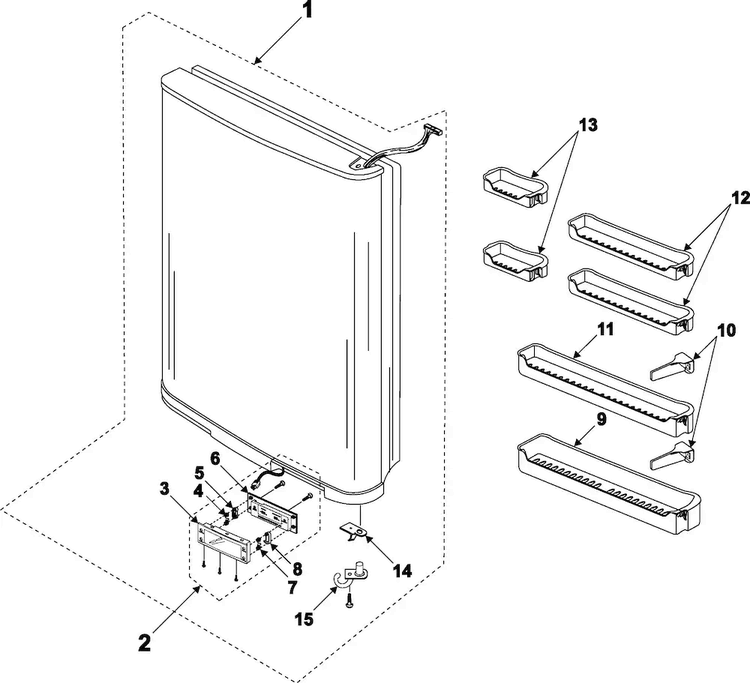 Refrigerator Door Diagram and Parts List for RB1955SW XAA Samsung Refrigerator
