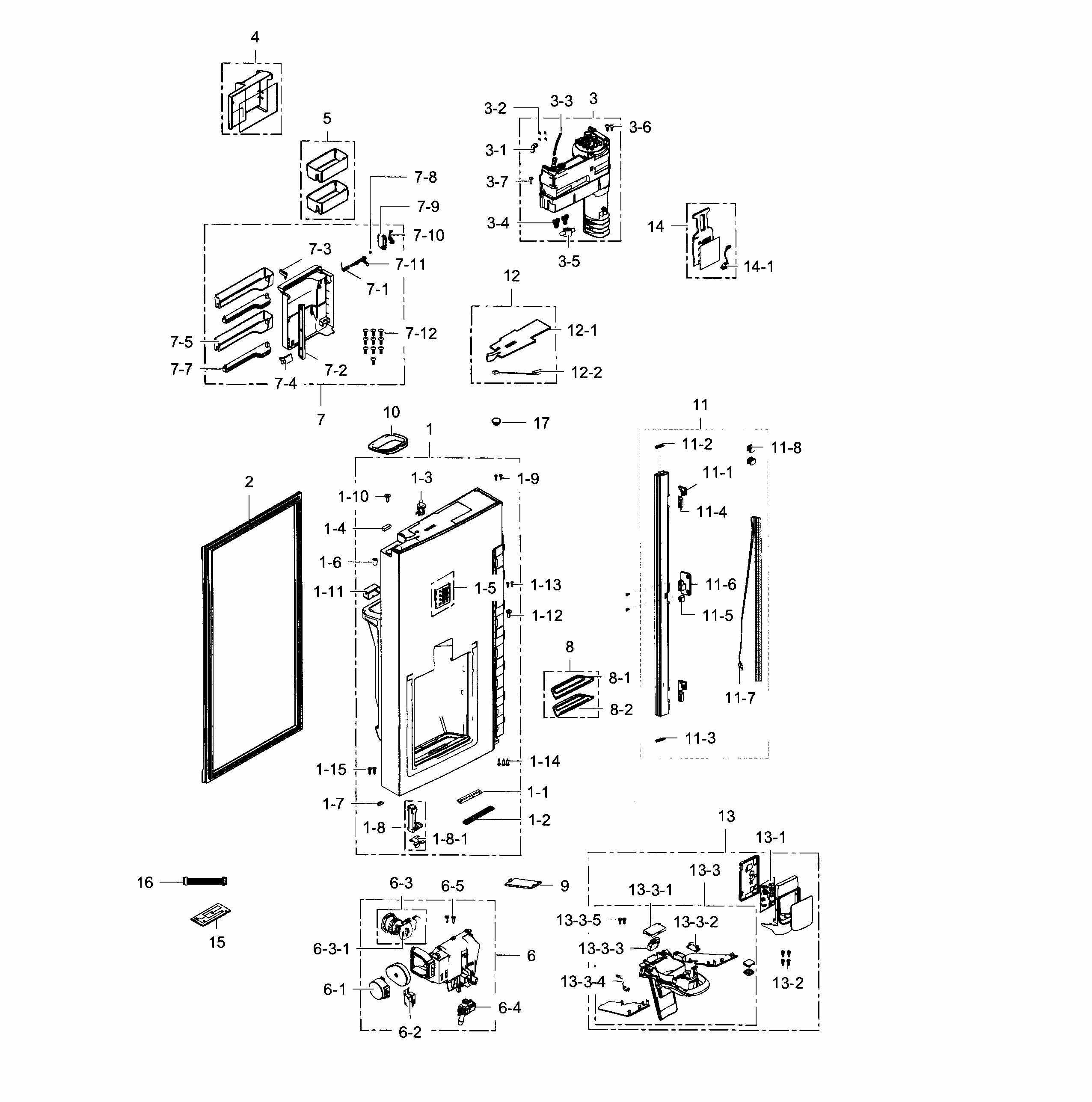 Fridge Door L Diagram and Parts List for RF24J9960S4 AA-0001 Samsung Refrigerator