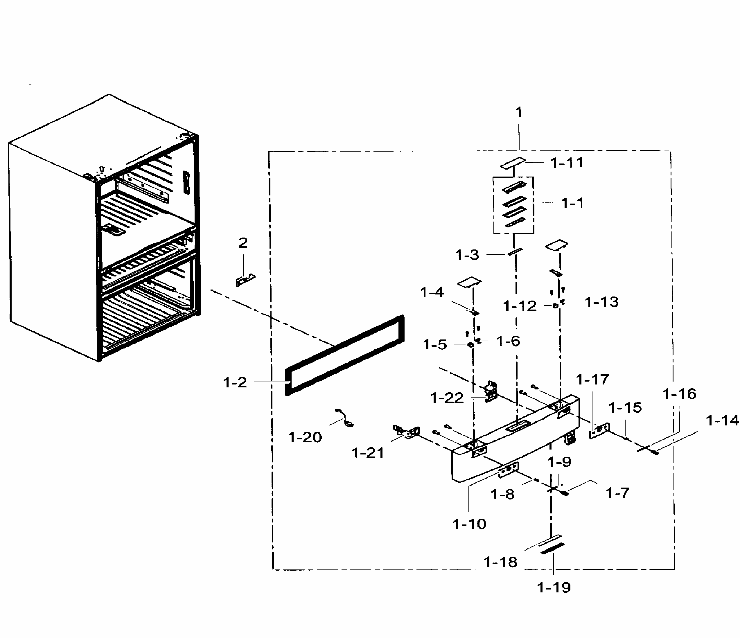 Flexzone Door Diagram and Parts List for RF31FMEDBWW AA-0002 Samsung Refrigerator