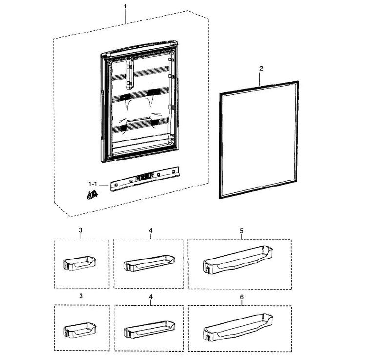 Refrigerator Door Diagram and Parts List for RB215ACWP XAA-0001 Samsung Refrigerator