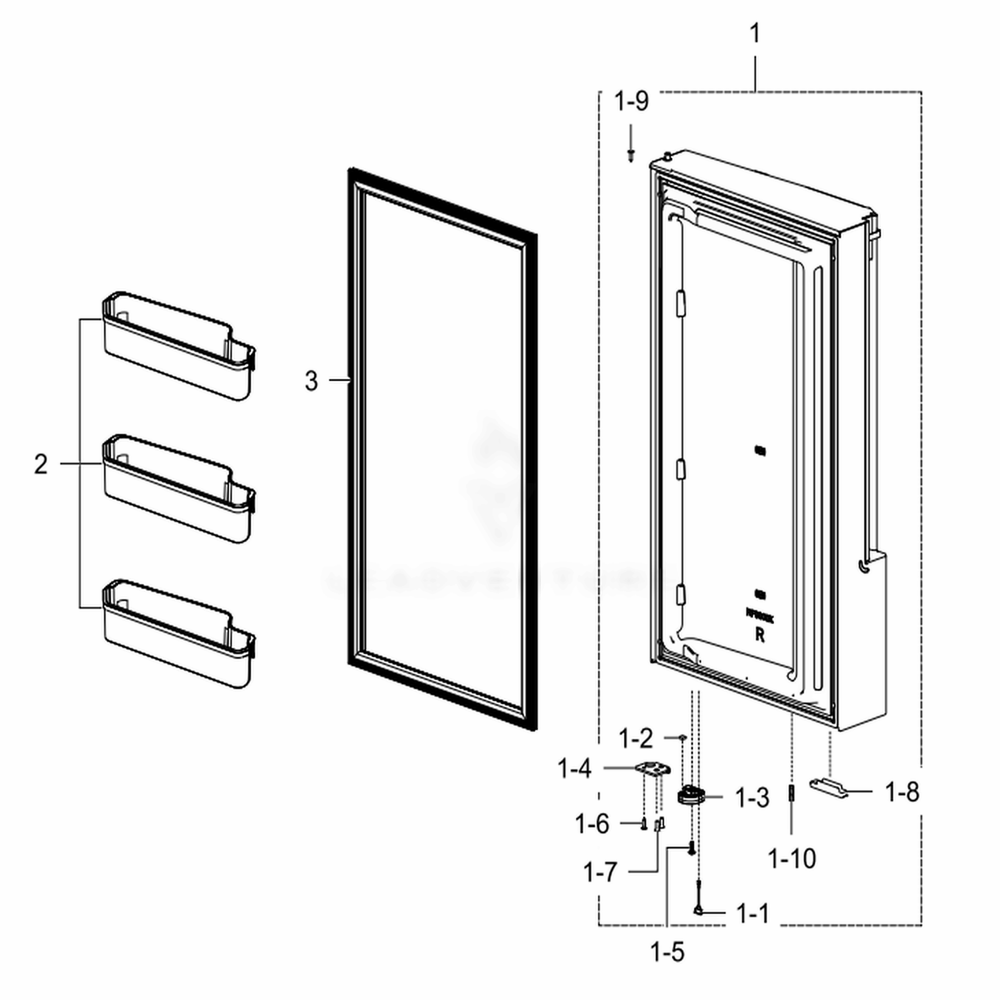 Freezer Door R Diagram and Parts List for RF28K9380SR (AA)(0003) Samsung Refrigerator