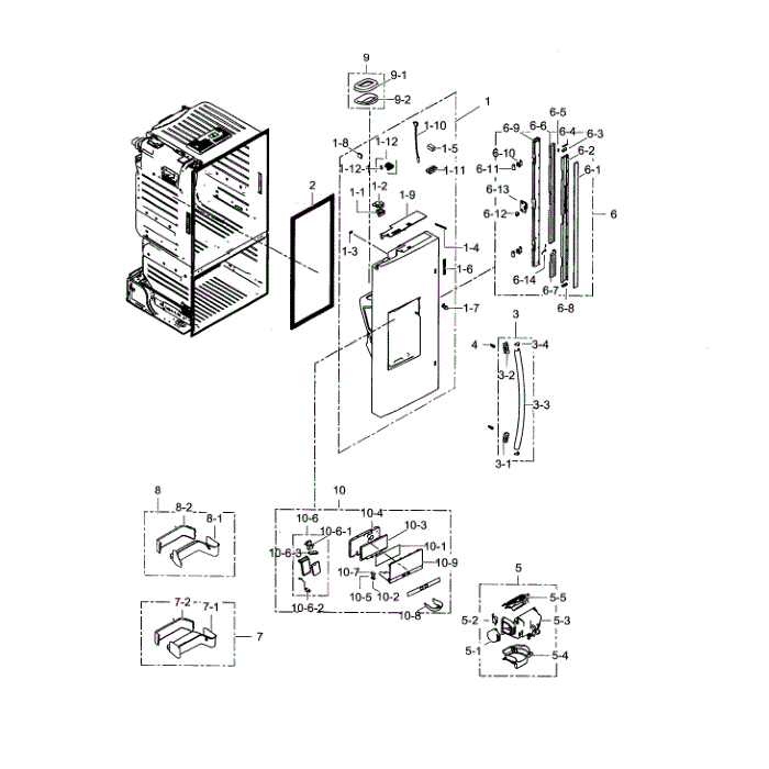 Fridge Door L Diagram and Parts List for RF28HFPDBSR AA-00 Samsung Refrigerator