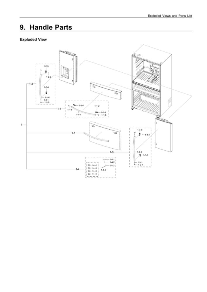 Handle Parts Diagram and Parts List for RF22R7551SG AA-00 Samsung Refrigerator