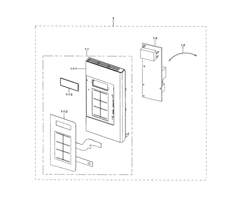 Control Panel Diagram and Parts List for ME16H702SEB AA-0001 Samsung Microwave