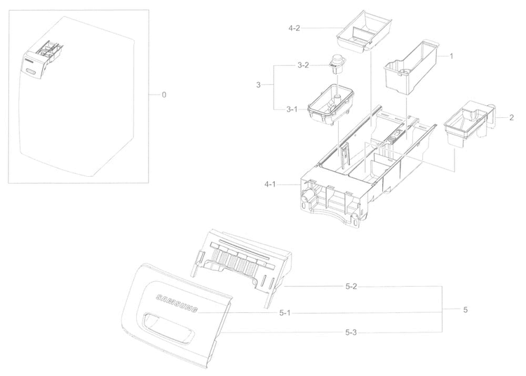Drawer Diagram and Parts List for WF45K6500AW A2-0000 Samsung Washer