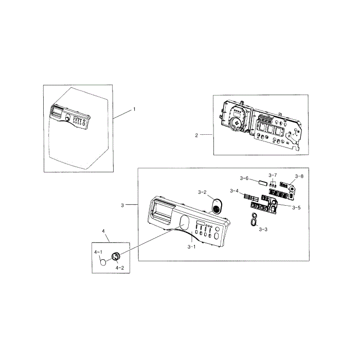 Control Panel Diagram and Parts List for WF218ANB XAA-01 Samsung Washer