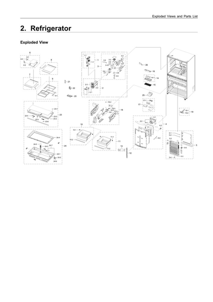 Refrigerator Parts Diagram and Parts List for RF24R7201SR AA-00 Samsung Refrigerator