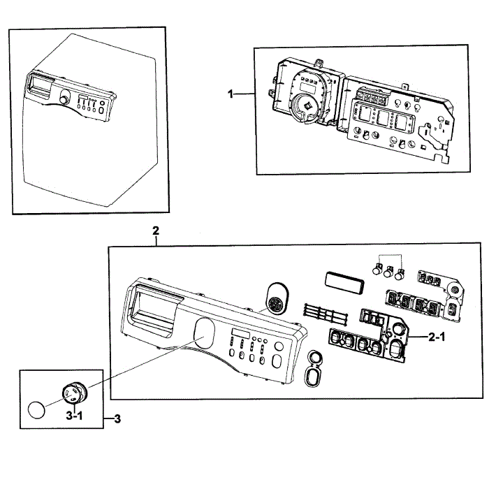 Control Panel Diagram and Parts List for WF219ANB XAA-00 Samsung Washer