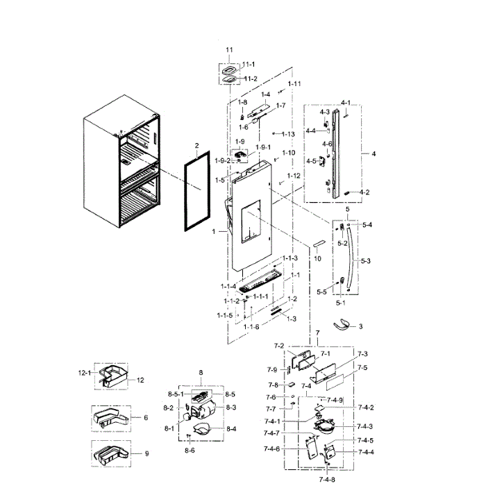 Left Door Diagram and Parts List for RF31FMEDBBC AA-06 Samsung Refrigerator