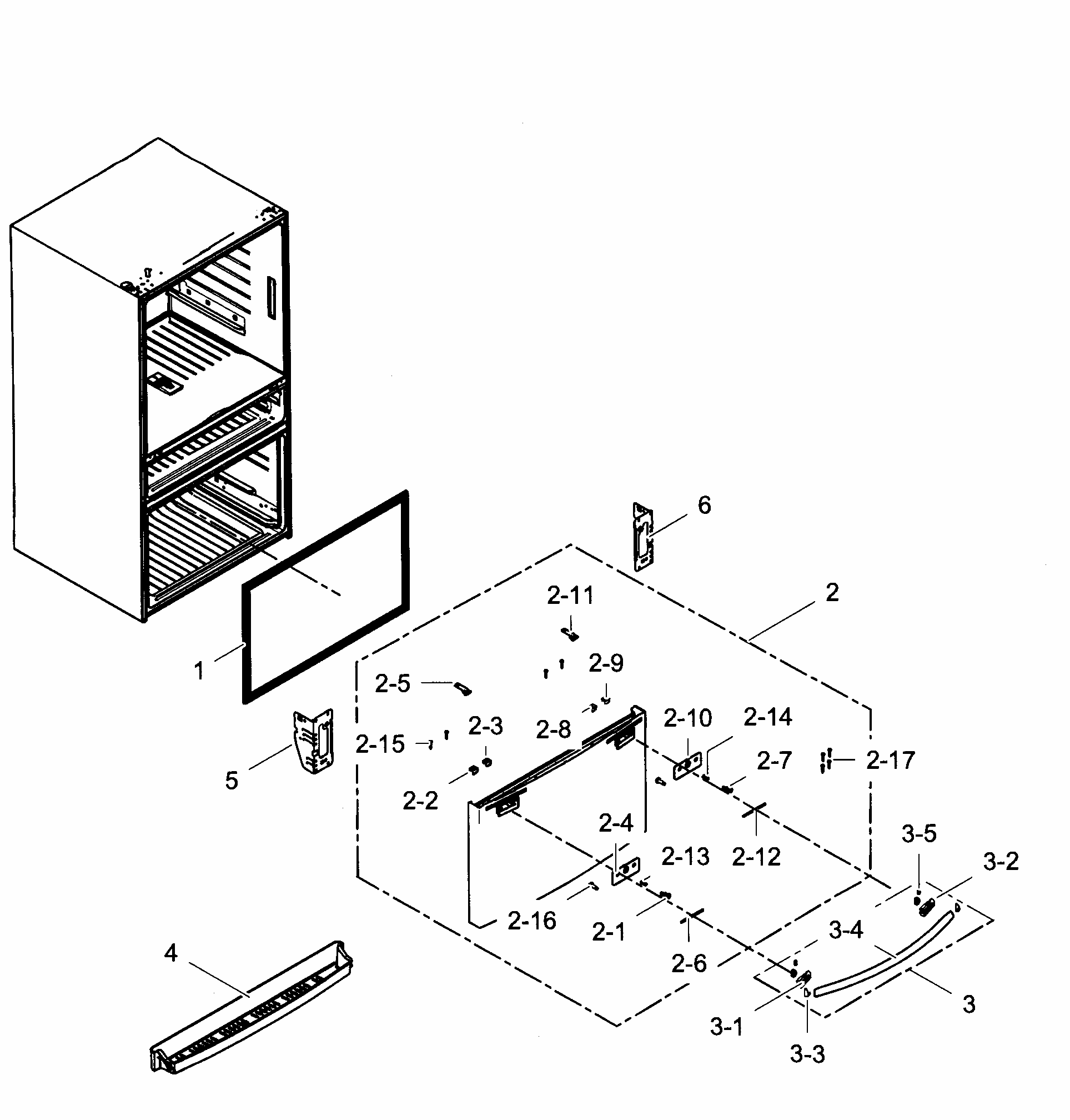 Freezer Door Diagram and Parts List for RF28HMEDBBC AA-0006 Samsung Refrigerator