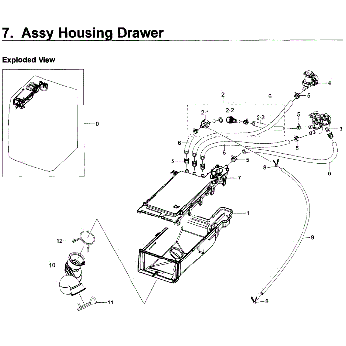 Housing Drawer Diagram and Parts List for WF350ANP XAA-00 Samsung Washer
