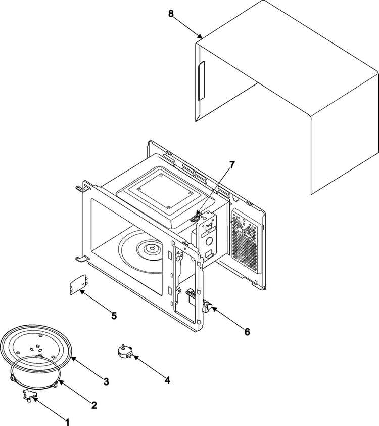 Body/cavity/elements Diagram and Parts List for MW640WA XAA Samsung Microwave