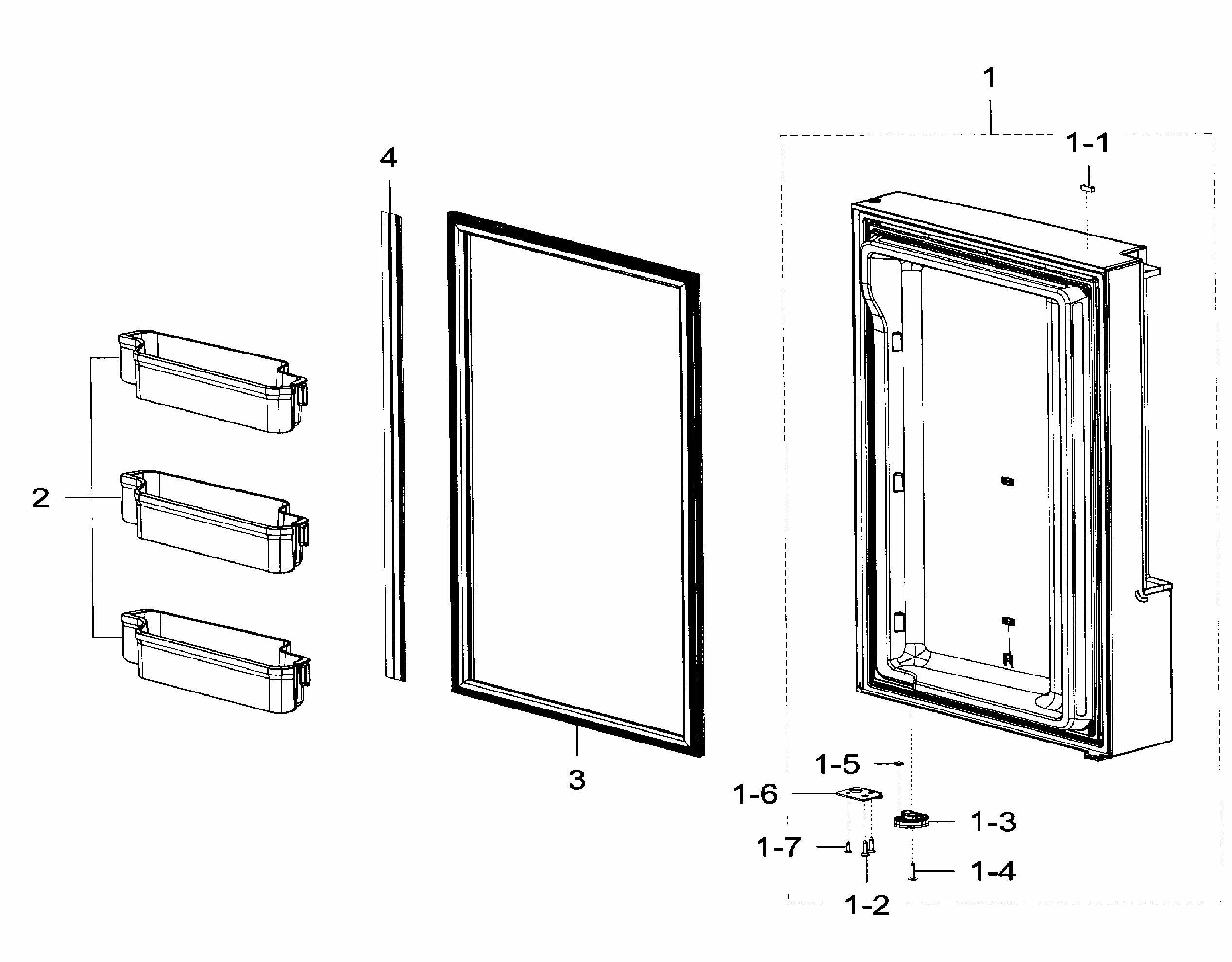 Freezer Door R Diagram and Parts List for RF32FMQDBSR AA-0004 Samsung Refrigerator