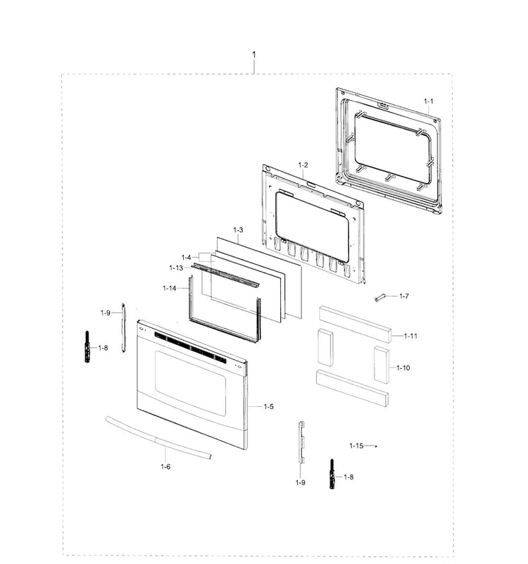 Door Sectio Diagram and Parts List for NE59J3420SS AA-0003 Samsung Range
