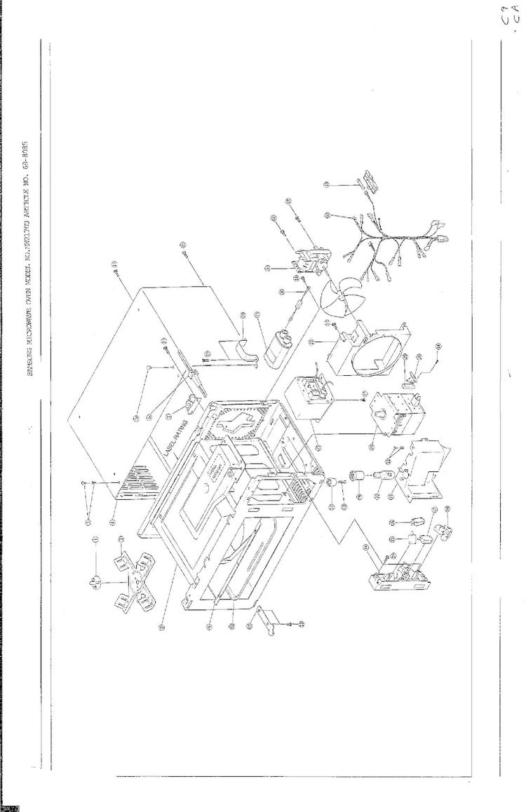 Complete Microwave Assembly Diagram and Parts List for MW2170U XAA Samsung Microwave