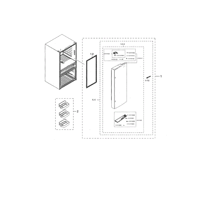 Right Refrigerator Door Diagram and Parts List for RF28HMEDBSG AA-02 Samsung Refrigerator