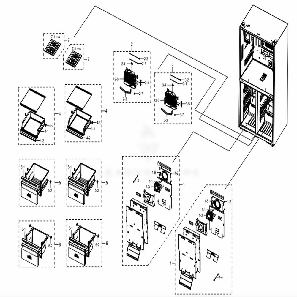 Freezer Diagram and Parts List for RF22N9781SG (AA)(0002) Samsung Refrigerator